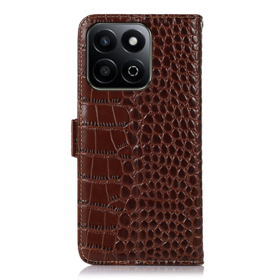 For Honor Play 60 Plus / 200 Smart Crocodile Top Layer Cowhide Leather Phone Case(Brown)