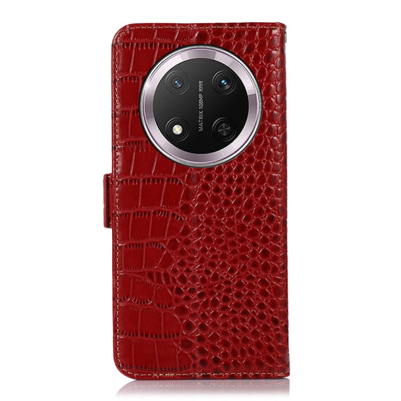 For Honor X9c 5G Global Crocodile Top Layer Cowhide Leather Phone Case(Red)