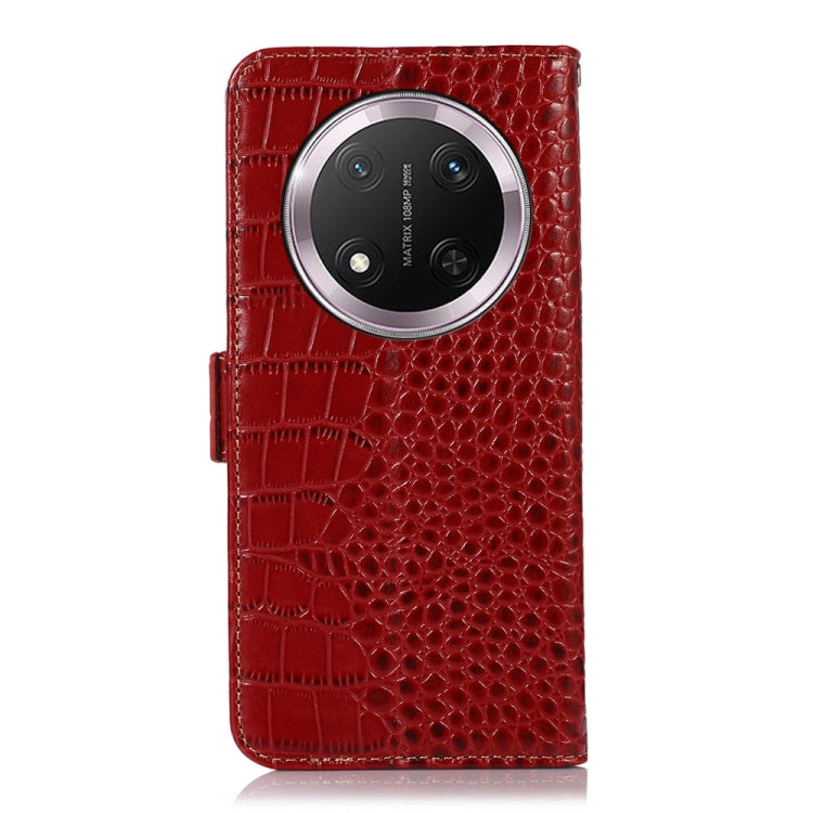 For Honor X9c 5G Global Crocodile Top Layer Cowhide Leather Phone Case(Red)