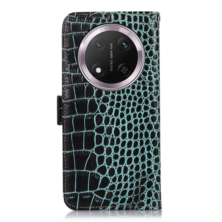 For Honor X9c 5G Global Crocodile Top Layer Cowhide Leather Phone Case(Green)