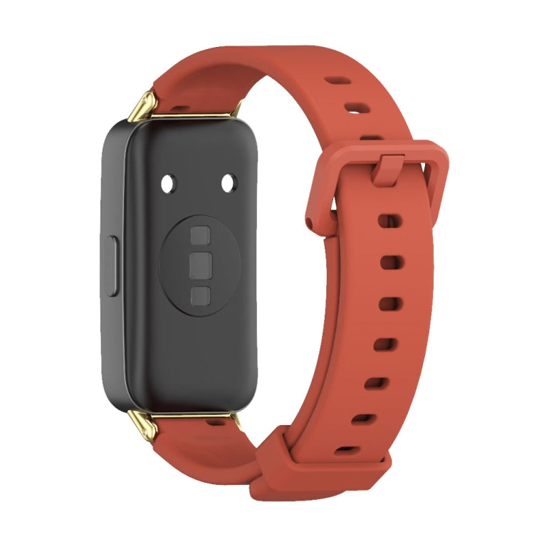 For Huawei Band 8 / 9 / 10 Mijobs Silicone Breathable Watch Band(Orange+Gold)