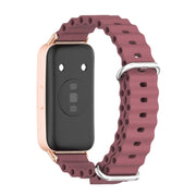 For Huawei Band 8 Mijobs Marine Silicone Breathable Watch Band(Wine Red+Rose Gold)