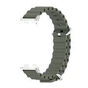 For Huawei Band 8 / 9 / 10 Mijobs Marine Silicone Breathable Watch Band(Khaki Green+Silver)