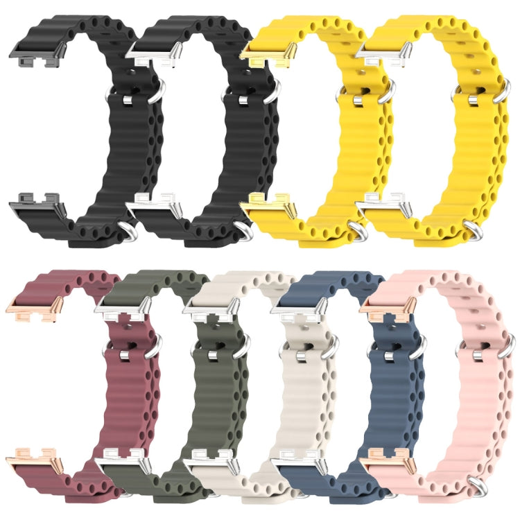 For Huawei Band 8 / 9 / 10 Mijobs Marine Silicone Breathable Watch Band(Grey+Silver)
