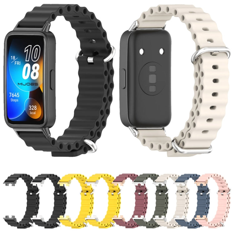 For Huawei Band 8 Mijobs Marine Silicone Breathable Watch Band(Space Blue+Silver)