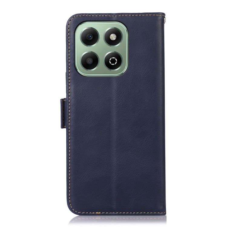 For Honor X6b Crazy Horse Top Layer Cowhide Leather Phone Case(Blue)