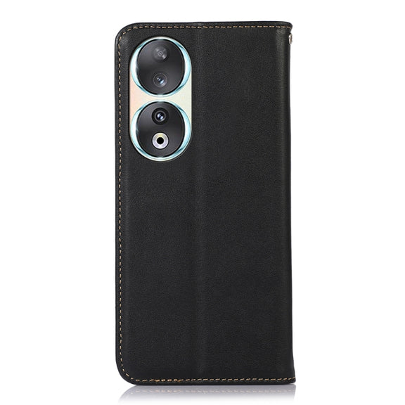For Honor 90 KHAZNEH Nappa Top Layer Cowhide Leather Phone Case(Black)