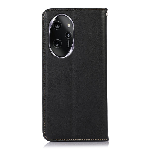 For Honor 100 Pro KHAZNEH Nappa Top Layer Cowhide Leather Phone Case(Black)