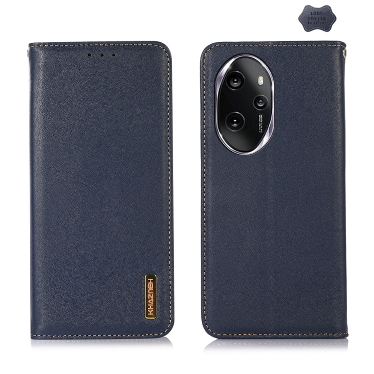 For Honor 100 Pro KHAZNEH Nappa Top Layer Cowhide Leather Phone Case(Blue)