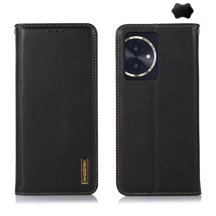 For Honor 100 KHAZNEH Nappa Top Layer Cowhide Leather Phone Case(Black)