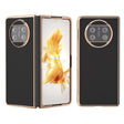 For Huawei Mate X3 Nano Plating Genuine Leather Wave Series Phone Case(Black) - Huawei Cases by PMC TechLife | Online Shopping South Africa | PMC TechLife | Buy Now Pay Later Mobicred