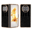 For Huawei Mate X3 Nano Plating Genuine Leather Crocodile Pattern Phone Case(Black) - Huawei Cases by PMC TechLife | Online Shopping South Africa | PMC TechLife | Buy Now Pay Later Mobicred