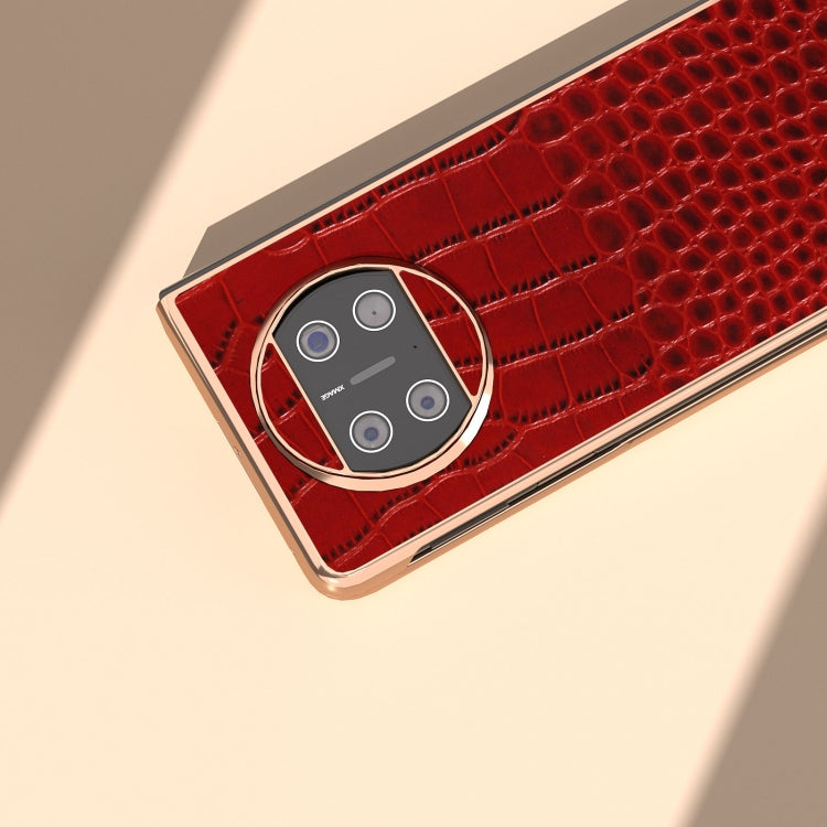 For Huawei Mate X3 Nano Plating Genuine Leather Crocodile Pattern Phone Case(Red)