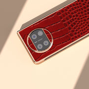For Huawei Mate X3 Nano Plating Genuine Leather Crocodile Pattern Phone Case(Red)