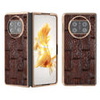 For Huawei Mate X3 Nano Plating Genuine Leather Mahjong Texture Phone Case(Brown) - Huawei Cases by PMC TechLife | Online Shopping South Africa | PMC TechLife | Buy Now Pay Later Mobicred