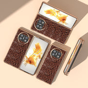 For Huawei Mate X3 Nano Plating Genuine Leather Sky Series Phone Case(Brown)