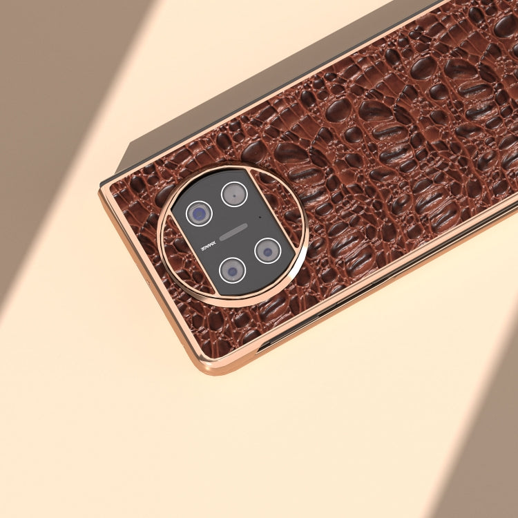 For Huawei Mate X3 Nano Plating Genuine Leather Sky Series Phone Case(Brown)