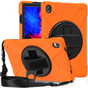 For Lenovo Tab P11 Silicone Hybrid PC Tablet Case with Grip & Shoulder Strap(Orange)