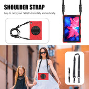 For Lenovo Tab P11 Silicone Hybrid PC Tablet Case with Grip & Shoulder Strap(Red)