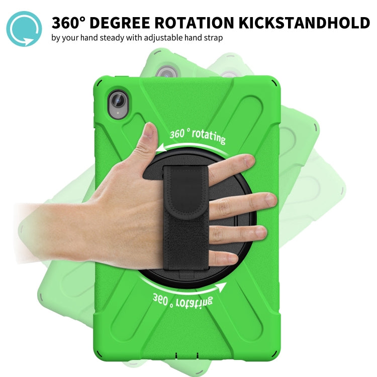 For Lenovo Tab P11 Silicone Hybrid PC Tablet Case with Grip & Shoulder Strap(Green)
