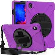 For Lenovo Tab P11 Silicone Hybrid PC Tablet Case with Grip & Shoulder Strap(Purple)