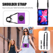 For Lenovo Tab P11 Silicone Hybrid PC Tablet Case with Grip & Shoulder Strap(Purple)
