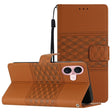 For iPhone 16 Diamond Embossed Skin Feel Leather Phone Case(Brown) - iPhone 16 Cases by PMC TechLife | Online Shopping South Africa | PMC TechLife | Buy Now Pay Later Mobicred