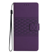 For iPhone 16 Diamond Embossed Skin Feel Leather Phone Case(Purple)