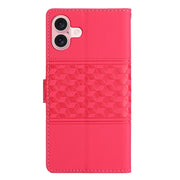For iPhone 16 Diamond Embossed Skin Feel Leather Phone Case(Red)