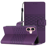 For iPhone 16 Plus Diamond Embossed Skin Feel Leather Phone Case(Purple)