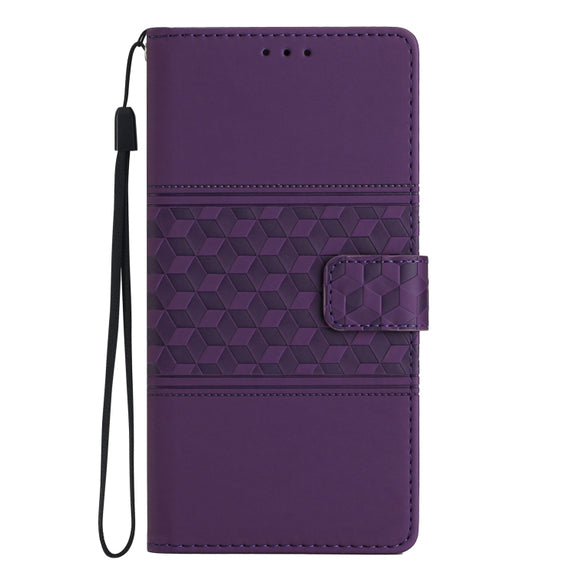 For iPhone 16 Plus Diamond Embossed Skin Feel Leather Phone Case(Purple)