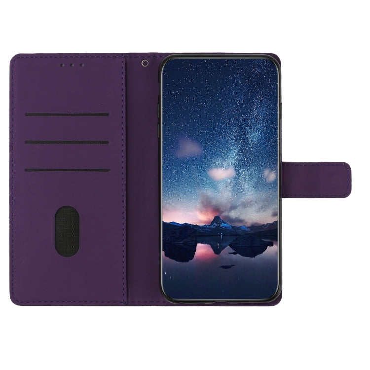 For iPhone 16 Plus Diamond Embossed Skin Feel Leather Phone Case(Purple)