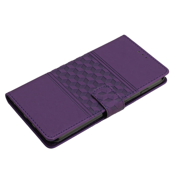 For iPhone 16 Plus Diamond Embossed Skin Feel Leather Phone Case(Purple)