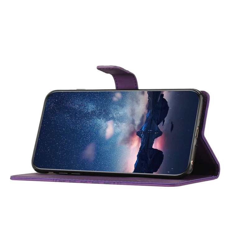 For iPhone 16 Plus Diamond Embossed Skin Feel Leather Phone Case(Purple)