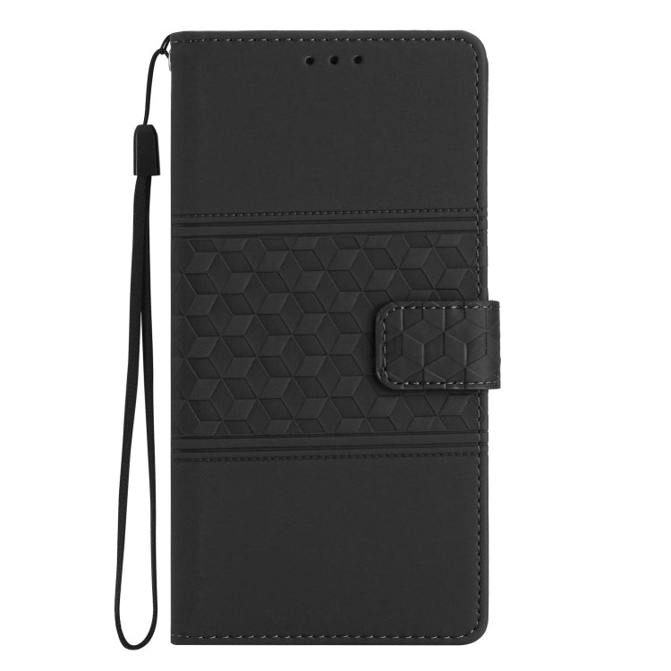 For iPhone 16 Pro Diamond Embossed Skin Feel Leather Phone Case(Black)