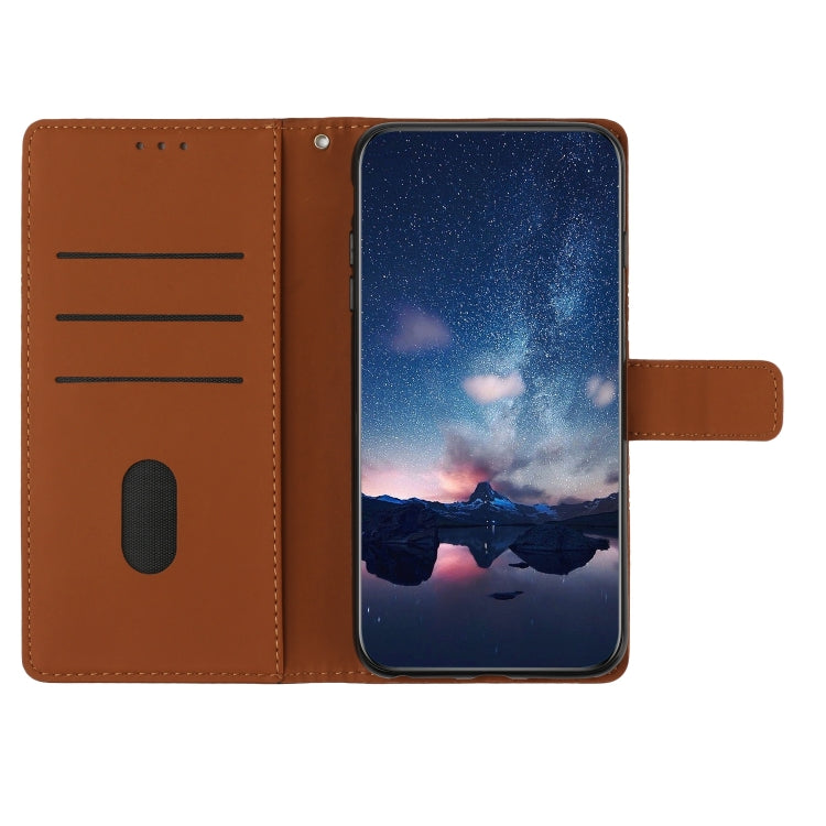 For iPhone 16 Pro Max Diamond Embossed Skin Feel Leather Phone Case(Brown)