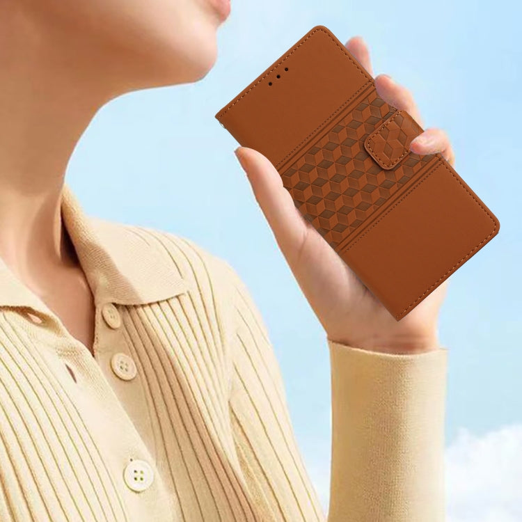 For iPhone 16 Pro Max Diamond Embossed Skin Feel Leather Phone Case(Brown)