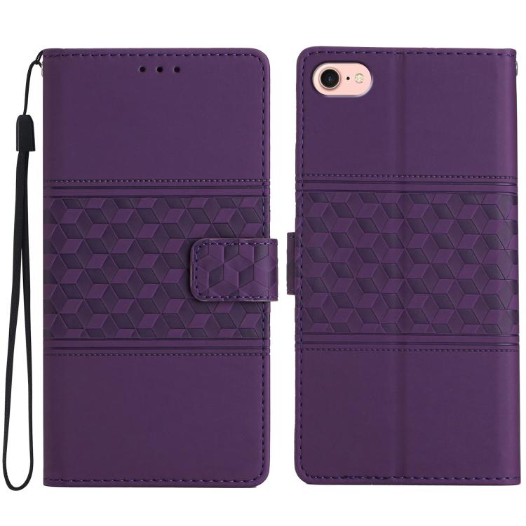 For iPhone 16e Diamond Embossed Skin Feel Leather Phone Case(Purple)
