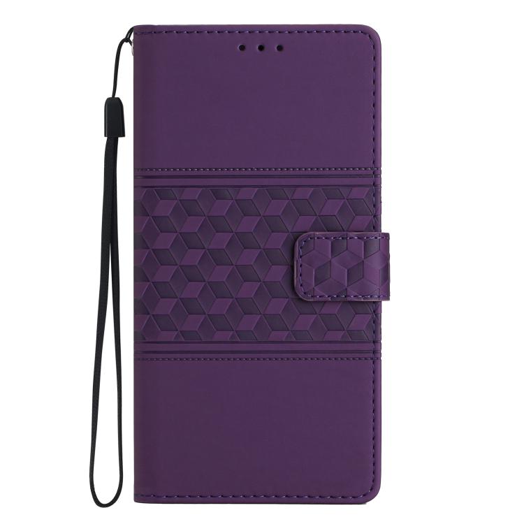 For iPhone 16e Diamond Embossed Skin Feel Leather Phone Case(Purple)