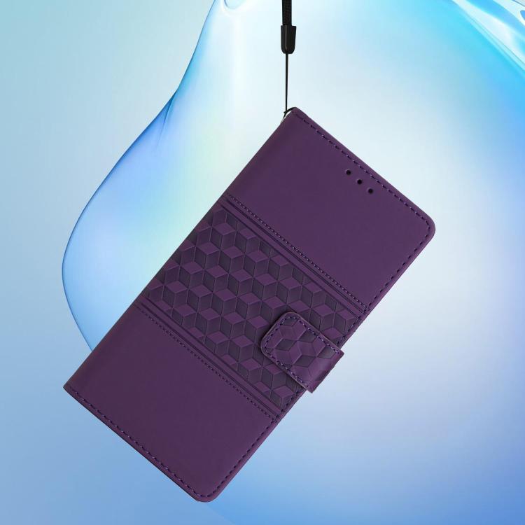 For iPhone 16e Diamond Embossed Skin Feel Leather Phone Case(Purple)