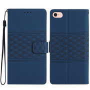 For iPhone 16e Diamond Embossed Skin Feel Leather Phone Case(Dark Blue)
