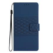 For iPhone 16e Diamond Embossed Skin Feel Leather Phone Case(Dark Blue)