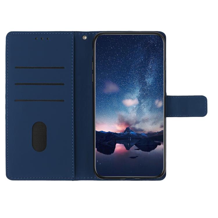 For iPhone 16e Diamond Embossed Skin Feel Leather Phone Case(Dark Blue)