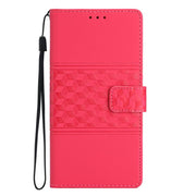 For iPhone 16e Diamond Embossed Skin Feel Leather Phone Case(Red)