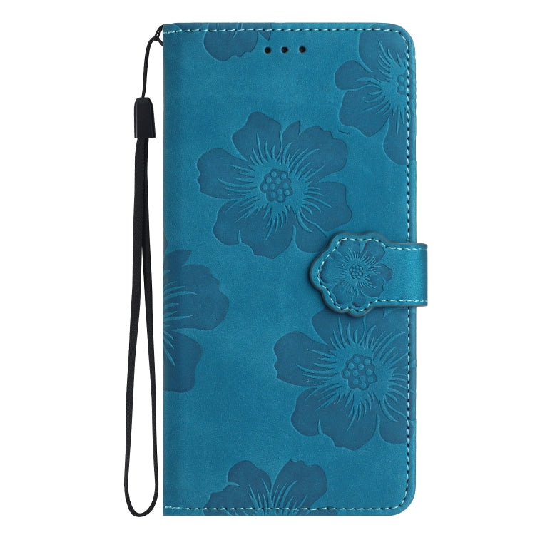 For iPhone 16 Plus Flower Embossing Pattern Leather Phone Case(Blue)