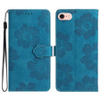For iPhone 16e Flower Embossing Pattern Leather Phone Case(Blue) - iPhone 16e Cases by PMC TechLife | Online Shopping South Africa | PMC TechLife | Buy Now Pay Later Mobicred