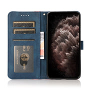 For iPhone 16 Plus Dual-color Stitching Leather Phone Case(Red Blue)