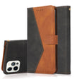 For iPhone 16 Pro Dual-color Stitching Leather Phone Case(Black Brown) - iPhone 16 Pro Cases by PMC TechLife | Online Shopping South Africa | PMC TechLife | Buy Now Pay Later Mobicred