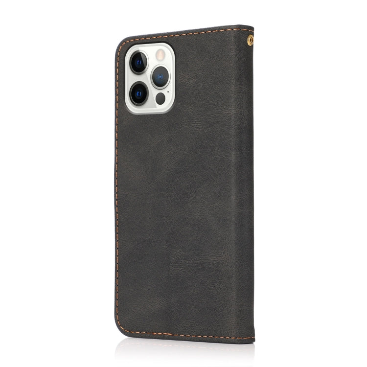 For iPhone 16 Pro Dual-color Stitching Leather Phone Case(Black Brown)