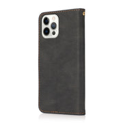 For iPhone 16 Pro Dual-color Stitching Leather Phone Case(Black Brown)